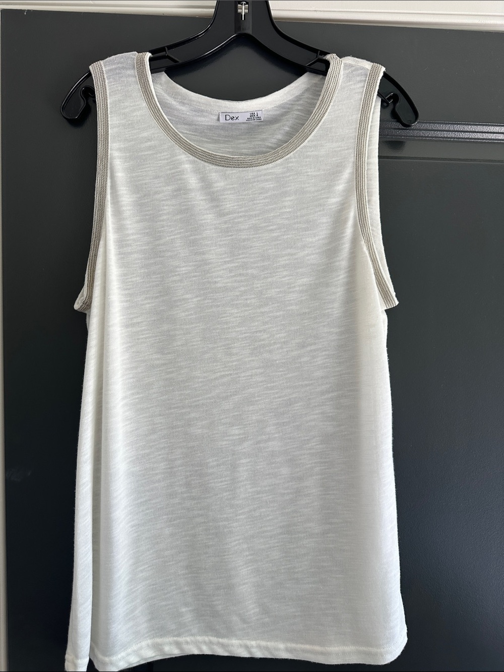 Dex Cream Tank Top with silver chain Contrast Trim